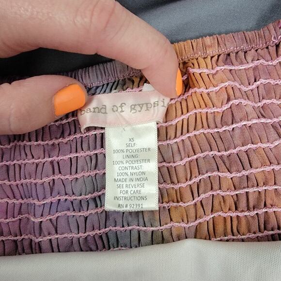 Band of Gypsies Dress XS Tie Dye Lace Trim Boho Festival Look - Picture 6 of 8